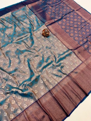 Pure Dharmavaram Silk With Adorable Copper Bhupali Saree