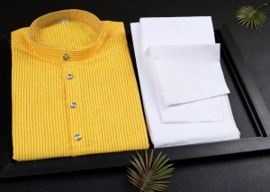 Latest cotton yellow and orange kurta with pajama