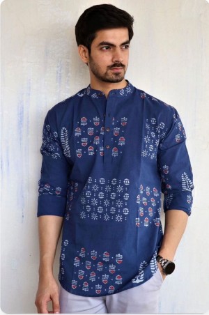 Launching exclusive cotton blue shier type kurta