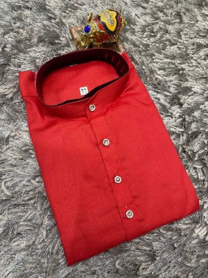 Latest and traditional red cotton kurta with pajama