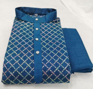 Designer heavy banglori silk  work blue kurta with pajama