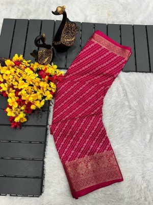 Printed, Woven Bollywood Silk Blend Saree