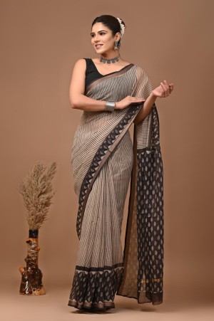 Kota Doriya Saree with Bagru Prints