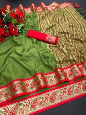 Cotton Silk With Attractive Contrast Jari Border Saree