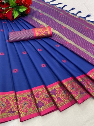 Cotton Silk With Attractive Contrast Border Saree