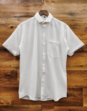 Designer presenting important impotant bubble white half sleeve shirt