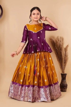 Designer full stitched soft silk yellow pattu padvai choli