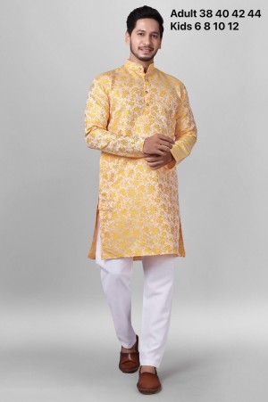 Designer raymond cotton yellow kurta pajama