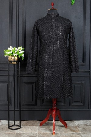 Presenting traditional designer rayon cotton black kurta pajama