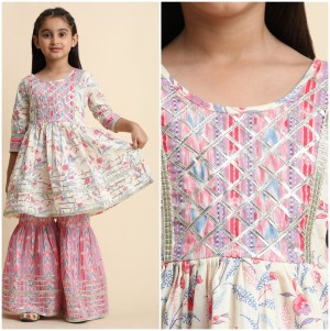 Beautiful exclusive soft cotton pink kurta sharara