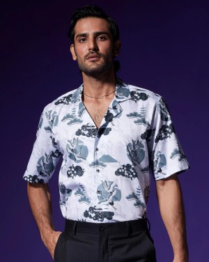 Latest Exclusive Printed Cottan Blue Shirt