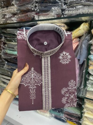 Heavy Traditions Embroidery Russian Silk Chocolaty Kurta Pant