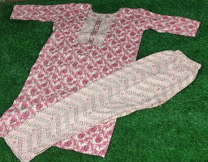 Beautiful readymade cotton pink kurti pant set