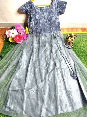 Beautiful full aster nett georgette gray gown