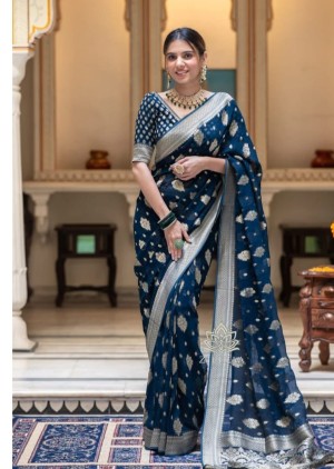 Beautiful rich pallu jacquard border soft chili silk teal saree