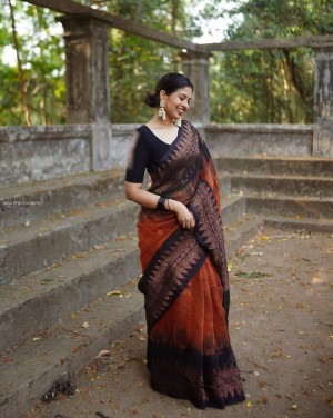 Beautiful rich pallu jacquard soft lichi silk black saree