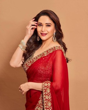 Beautiful embroidery sequence zari thread heavy georgette red saree