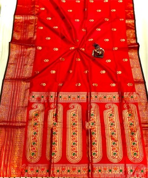 Beautiful banarasi kasturi lichi silk jacquard orange saree