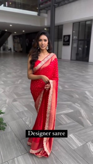 Designer coding sequence lace jacquard kota silk red saree