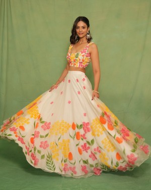 Beautiful digital printed designer silk lehenga choli