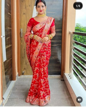 Beautiful banarasi weaving border cotton silk red saree