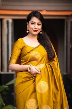 Beautiful jacquard rich pallu exclusive border yellow saree
