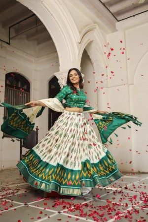 Stitched printed foil micro cotton dola silk rani lehenga choli