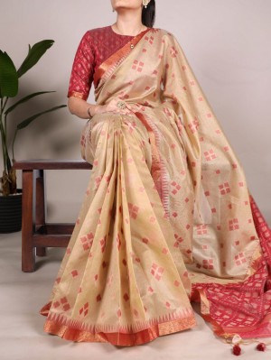 Patola printed zari weaving jacquard silk yellow saree