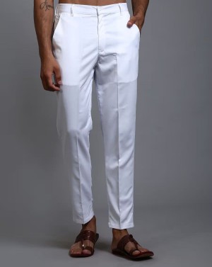 Both side cross pocket raymond cotton white polo pant