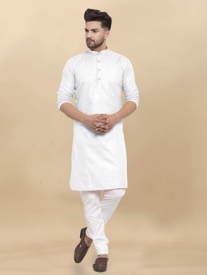 Launching festival beautiful plain heavy cotton black kurta pajama