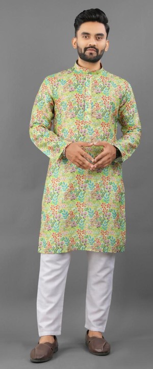 Traditional presenting beautiful srivali cotton pista kurta pajama