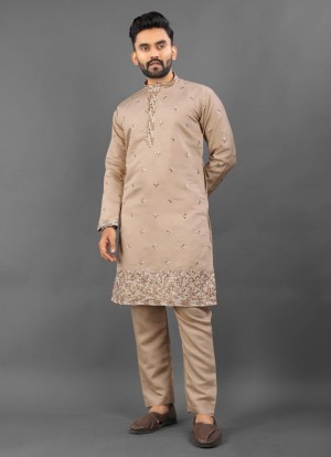 Traditional embroidery russian silk chiku kurta pajama