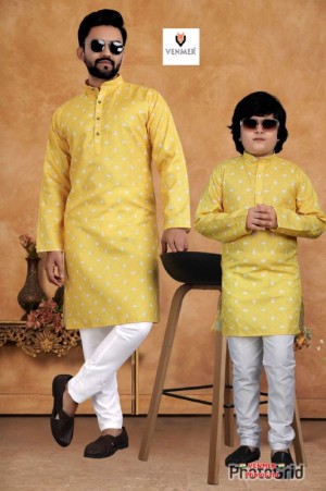 Traditional full stitched cotton yellow kurta pajama