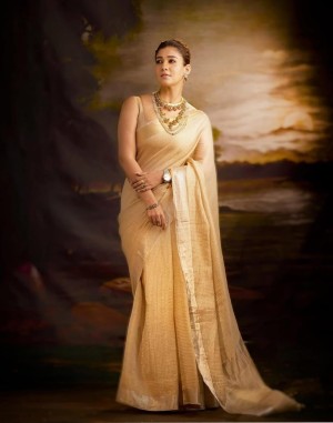 Weaving designer beautiful tissue chiku saree