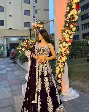 Beautiful thread sequence unstitched kasturi silk black lehenga choli