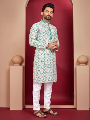 Traditional beautiful latest rayon rayon cotton sky blue kurta pajam