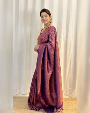 Beautiful exclusive sequence rich pallu silk purple saree