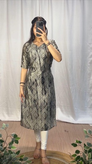 Traditional beautiful designer linning chinnin kota tabby gray kurti
