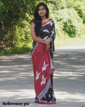 Beautiful designer digital printed soft georgette red saree