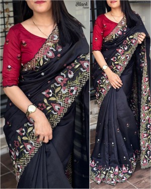 Embrace femininity statement slub silk yellow saree