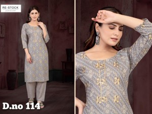 Printed beautiful designer heavy gota cotton gray kurti pant