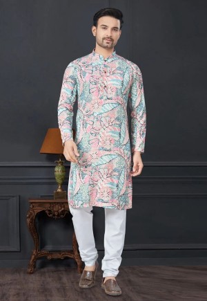 Collection series series digital printed rayon cotton pibk kurta pajama