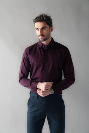 Awesomazing exclusive full sleeve cotton wine shirt