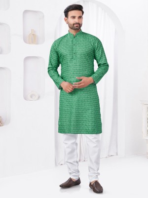 Beauteous digital printed rayon cotton green kurta pajama