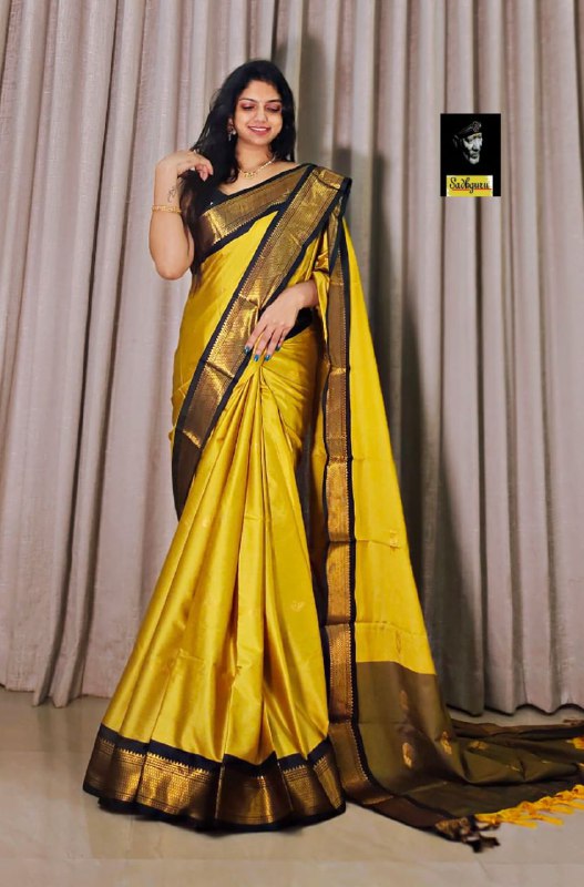 Special beautiful weaving border cotton silk yellow saree