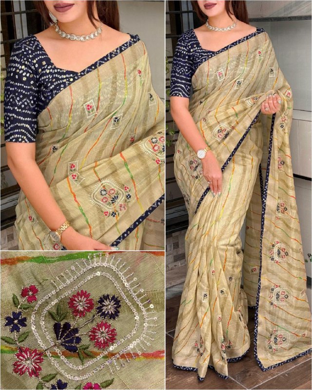 Beautifying pure grandeur cotton chiku saree