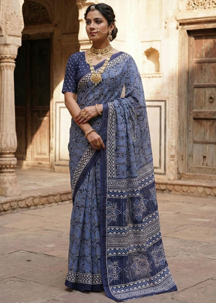 Beautifulness printed soft pure cotton red saree