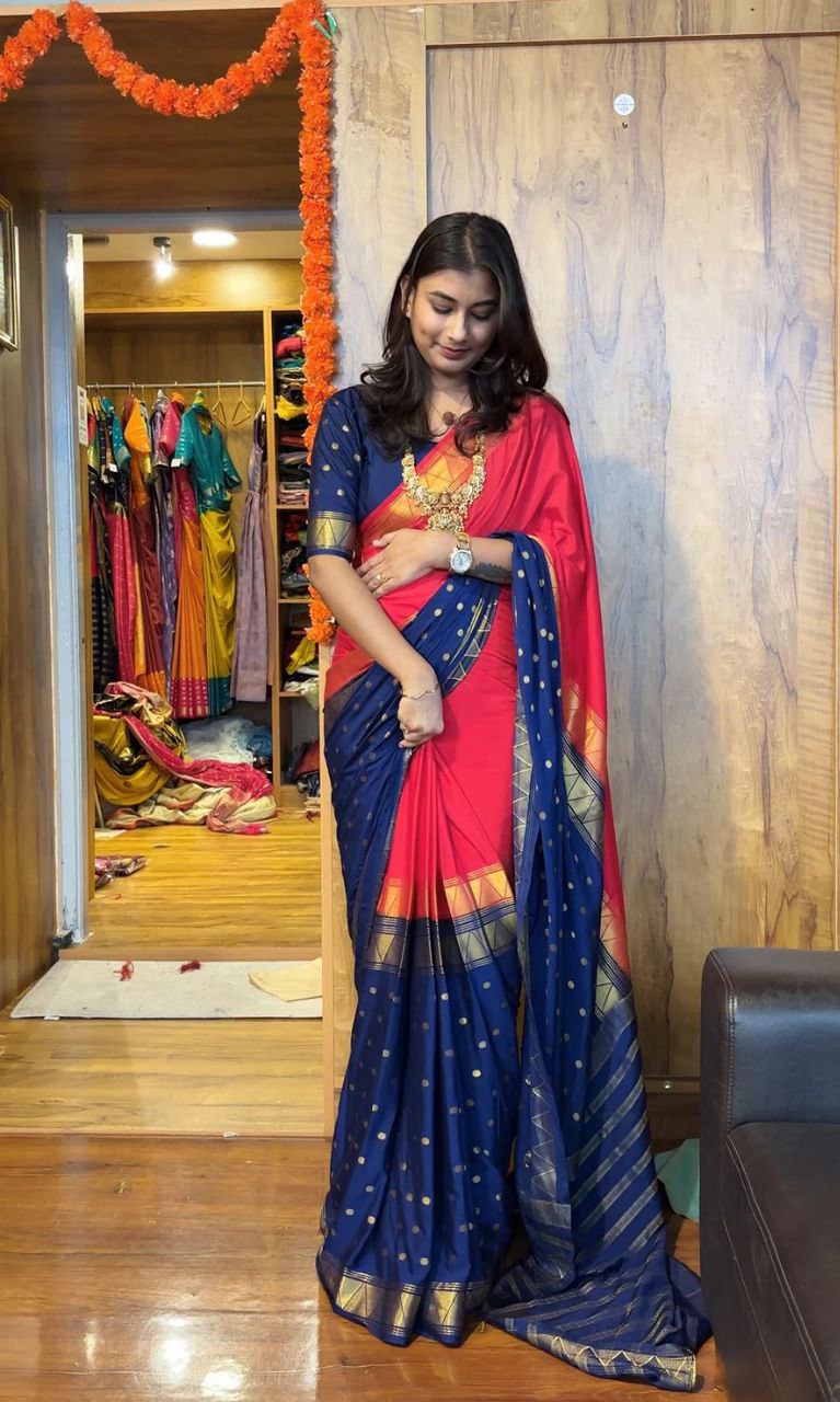 Brilliantly lichi silk micro cotton blue saree