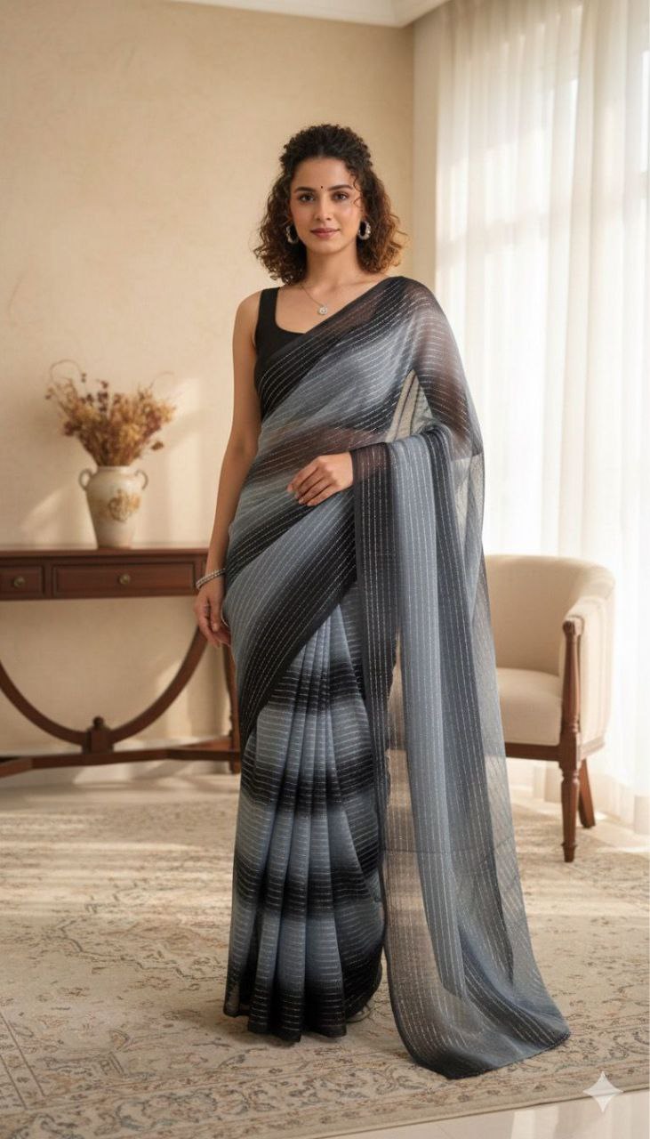 Designer beautiful soft georgette green saree