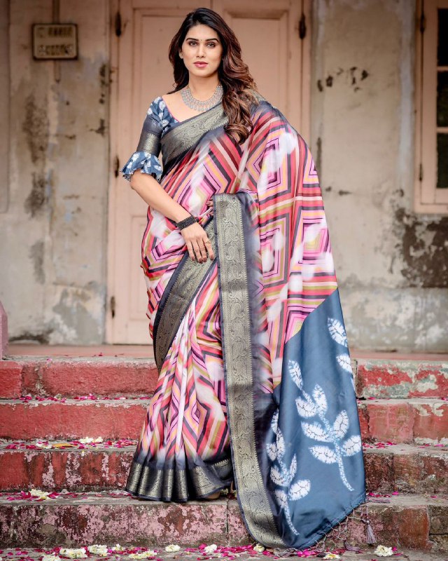 Luxury premium tussar silk blue saree